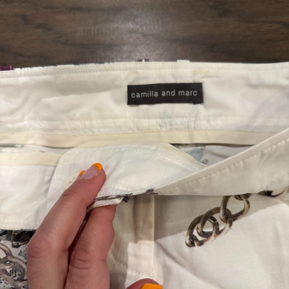 Camilla and Marc Marie Trouser White Jewel Print Pants Straight leg Cropped 6 - Picture 11 of 16